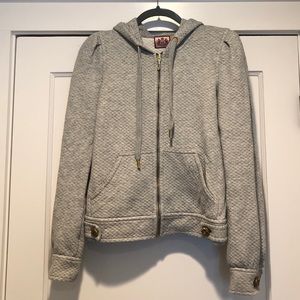 Rare Juicy Couture Quilted Gray Cotten Hoodie